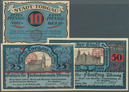 Deutschland - Notgeld - Sachsen: Torgau, Stadt, Dachdecker-Verbandstag 22./24.1.1922, 10, 25, 50 Pf. - [11] Local Banknote Issues
