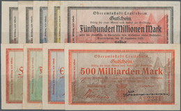 Deutschland - Notgeld - Württemberg: Crailsheim, Oberamtsstadt, 20 (2, Mit Und Ohne KN), 50, 100, 50 - Lokale Ausgaben