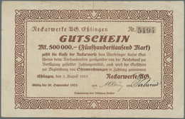 Deutschland - Notgeld - Württemberg: Esslingen, Neckarwerke, 200, 500 Tsd. Mark, 3.8.1923, Erh. IV, - Lokale Ausgaben