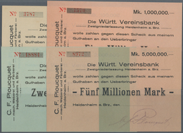 Deutschland - Notgeld - Württemberg: Heidenheim, C. F. Plouquet, 100 Tsd., 1, 2, 5 Mio. Mark; Scheck - [11] Emissions Locales