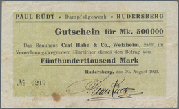 Deutschland - Notgeld - Württemberg: Rudersberg, Paul Rüdt, Dampfsägewerk, 500 T. Mark, 30.8.1923, E - Lokale Ausgaben