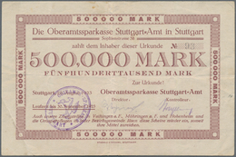 Deutschland - Notgeld - Württemberg: Stuttgart, Oberamtssparkasse, 50 Tsd. Mark, 30.7.1923, 500 Tsd. - Lokale Ausgaben