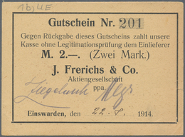 Deutschland - Notgeld - Niedersachsen: Einswarden, J. Frerichs & Co. Aktiengesellschaft, 1 (2), 2 (3 - [11] Local Banknote Issues