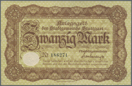 Deutschland - Notgeld - Württemberg: Stuttgart, Stadt, 6 X 50 Pf., 5, 20 Mark, 1918; 100, 2 X 500 Ma - [11] Local Banknote Issues