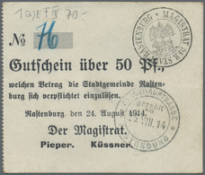 Deutschland - Notgeld - Ehemalige Ostgebiete: Rastenburg, Ostpreußen, Magistrat, 17 X 50 Pf., 7 X 1 - Altri & Non Classificati