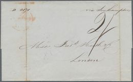China: 1847, Folded Envelope Dated Canton 13 July Via "HONG KONG 24 JU 1847" And Endorsed "via South - Autres & Non Classés