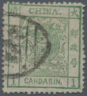 China: 1878, Large Dragon Thin Paper 1 C. Green, Canc. Seal "Che(foo)", Michel Cat. 420.-. - Other & Unclassified