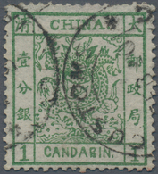 China: 1878, Large Dragon Thin Paper 1 C. Green, Deep Impression, Canc."CUSTOMS C(HINK)IA(NG) FEB 10 - Andere & Zonder Classificatie