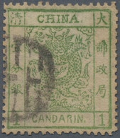 China: 1878, Large Dragon Thin Paper, 1 C. Yellow Green, Canc. Intaglio Seal Of Tientsin, Vertical S - Sonstige & Ohne Zuordnung