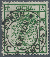 China: 1878, Large Dragon Thin Paper 1 Ca. Deep Green, Cliché 11, Used Customs Dater "CUSTOMS NEWCHW - Autres & Non Classés