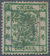 China: 1878, Large Dragon Thin Paper, 1 C. Deep Green, Overinked, Split Top Frame Line (Chan 1h), Pr - Andere & Zonder Classificatie