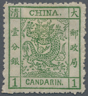 China: 1885, Large Dragon Thick Paper Rough Perf., 1 Ca. Green, Unused Mounted Mint (Michel Cat. 600 - Autres & Non Classés