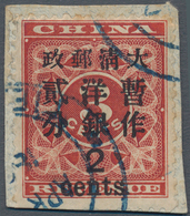 China: 1897, Red Revenue, Large 2/cents On 3 C., Canc. Blue Tientsin Customs Dater Of April 1897 On - Sonstige & Ohne Zuordnung