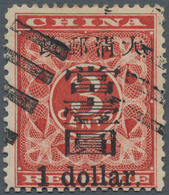 China: 1897, Red Revenue, Large One Dollar On 3 C., Canc. Pa-kua, Still With Large Part Of Original - Sonstige & Ohne Zuordnung