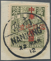 China: 1912, "Republic Of China/Provisional Neutrality" Ovpt., 16 C. Olive, Tied Bisected Bilingual - Sonstige & Ohne Zuordnung