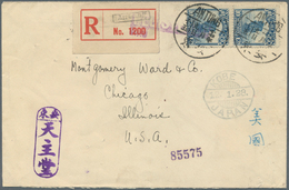 China: 1928. Registered Envelope Addressed To Chicago Bearing SG 321, 10c Blue (pair) Tied By Antung - Sonstige & Ohne Zuordnung