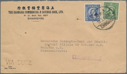 China: 1938/1940, Two Commercial Covers: 1938 25c. Rate From Shanghai 16.8. 38 To Czechoslovakia Via - Sonstige & Ohne Zuordnung