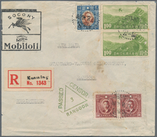 China: 1940. Registered Air Mail Envelope (shortened At Left For Opening) Headed 'Mobiloil' Addresse - Sonstige & Ohne Zuordnung