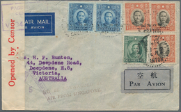 China: 1941. Air Mail Envelope Addressed To Australia Bearing China SG 495a, 50c Blue, SG 496a, $1 S - Sonstige & Ohne Zuordnung