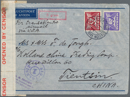 China: 1941. Air Mail Envelope Addressed To Tientsin, China Bearing Holland Yvert 376, 20c Violet An - Sonstige & Ohne Zuordnung