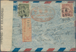 China: 1942, SYS $10 Imperf. And 50 C. Perf. (5, Block-4 On Reverse) Tied "Kwangtung Hoihowto 2.2.43 - Sonstige & Ohne Zuordnung