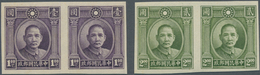 China: 1945, SYS 3rd London Printing, Imperforated Horizontal Proof Pairs: $1 Violet And $2 Olive Gr - Sonstige & Ohne Zuordnung
