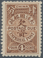 China - Portomarken: 1911, Unissued Dues: 4 C. Brown, Unused Mount Mint First Mount LH, Pencil Sign - Timbres-taxe