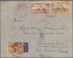 China - Portomarken: 1932, Top Values 20 C., 30 C. Tied "SHANGHAI 15.4.37" To Inbound Airmail Cover - Segnatasse