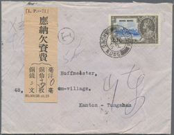 China - Portomarken: 1935, 1c. Orange Block Of Four Postmarked "Canton" On Reverse Of Incoming Cover - Portomarken