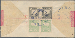 China - Lokalausgaben / Local Post: Wuhu, 1895, 1/2 C. Black (2) Resp. Yellowish Green (2) Tied Blue - Altri & Non Classificati