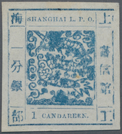 China - Shanghai: 1865, Large Dragon Non-seriffed, 1 Ca. Indigo On Thin Wove Paper, All Sides Large - Sonstige & Ohne Zuordnung