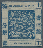 China - Shanghai: 1865, Non-seriffed Numeral, 1 Cand. Blue On Laid Paper, Livingstone 7 Printing 23, - Other & Unclassified