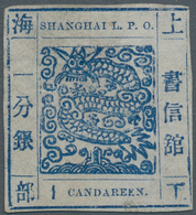 China - Shanghai: 1866, Non-seriffed Numeral, 1 Cand. Blue On Pelure Paper, Livingstone 10 Printing - Sonstige & Ohne Zuordnung