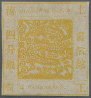 China - Shanghai: 1865, "Candareen." In The Singular, 4 Cands. Yellow On Thin Wove Paper, Liv. 9 Pr. - Altri & Non Classificati