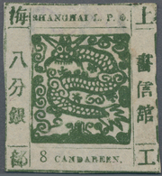 China - Shanghai: 1865, "Candareen." In The Singular, 8 Cands. Olive-green On Thin Wove Paper, Liv.1 - Altri & Non Classificati