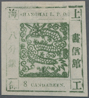 China - Shanghai: 1865, Large Dragon, "Candareen" In The Singular, Non-seriffed, 8 Cand. Dark Olive - Sonstige & Ohne Zuordnung