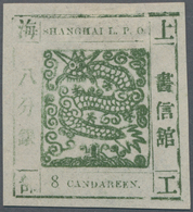 China - Shanghai: 1865, Large Dragon, "Candareen" In The Singular, Non-seriffed, 8 Cand. Dark Olive - Autres & Non Classés