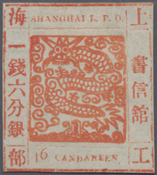 China - Shanghai: 1865, "Candareen." In The Singular, 16 Cands. Orange-vermilion On Thin Wove Paper, - Autres & Non Classés