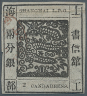 China - Shanghai: 1865, "Candareens." In The Plural, 2 Liang Black On Thin Wove Paper, Used Red Date - Andere & Zonder Classificatie