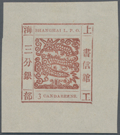 China - Shanghai: 1866, Large Dragon, "Candareens" In The Plural, Non-seriffed, 3 Cand. Red Brown On - Other & Unclassified