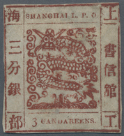 China - Shanghai: 1865, "Candareens." In The Plural, 3 Cands. Red-brown On Pelure Paper, Liv. 29 Pr. - Sonstige & Ohne Zuordnung