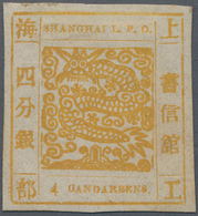 China - Shanghai: 1865, Large Dragon, "Candareens" In The Plural, Non-seriffed Digits, 4 Cand. Yello - Sonstige & Ohne Zuordnung