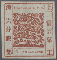 China - Shanghai: 1865, "Candareens." In The Plural, 6 Cands. Red-brown On Thin Wove Paper, Liv.31 P - Other & Unclassified