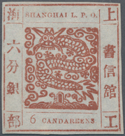 China - Shanghai: 1866, Large Dragon, "Candareens" In The Plural, Non-seriffed Digits, 6 Cand. Red B - Other & Unclassified