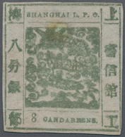 China - Shanghai: 1865, "Candareens." In The Plural, 8 Cands. Olive-green On Thin Wove Paper, Liv.32 - Altri & Non Classificati