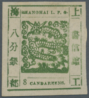 China - Shanghai: 1866, Large Dragon, "Candareens" In The Plural, Non-seriffed Digits, 8 Ca. Olive G - Sonstige & Ohne Zuordnung