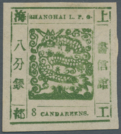 China - Shanghai: 1866, Large Dragon, "Candareens" In The Plural, Non-seriffed Digits, 8 Ca. Olive G - Altri & Non Classificati