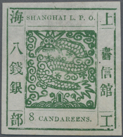 China - Shanghai: 1865, "Candareens." In The Plural, 8 Cands. Grey-green On Pelure Paper, Showing ER - Sonstige & Ohne Zuordnung