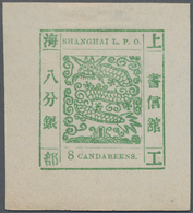 China - Shanghai: 1866, Large Dragon, "Candareens" In The Plural, Non-seriffed, 8 Cand. Green On Thi - Sonstige & Ohne Zuordnung