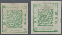 China - Shanghai: 1865, "Candareens." In The Plural, Modern Numerals, Two Singles Of 8 Cands. On Mes - Sonstige & Ohne Zuordnung